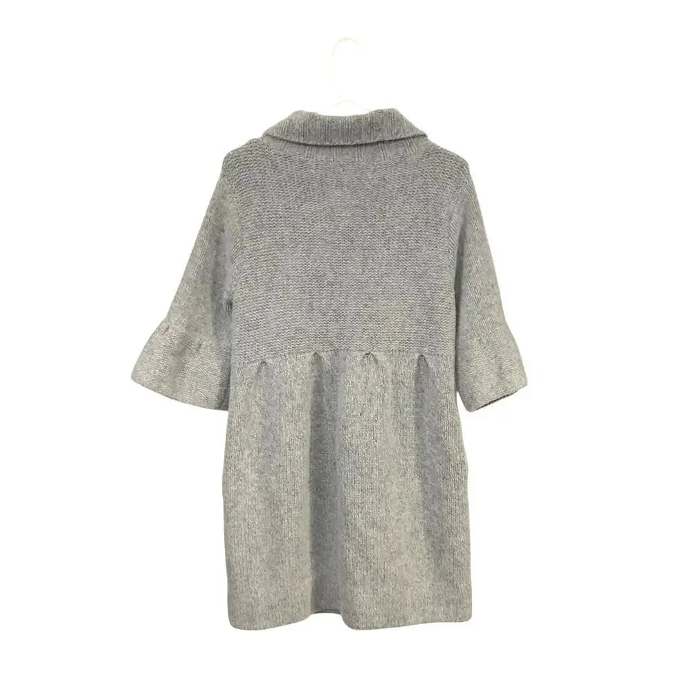 Alice + Olivia Wool/Angora Cardigan Sweater Large Collared Grey Bell Sleeves - Picture 2 of 9